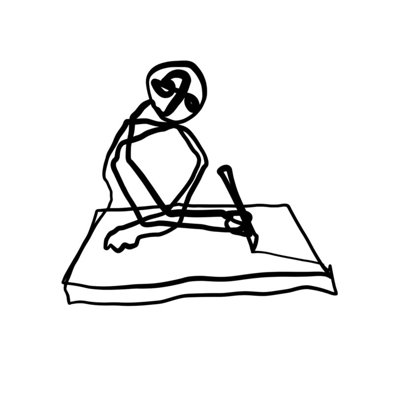 Continuous line drawing by Alfredo Cottin. Minimalist portrait of a man working.